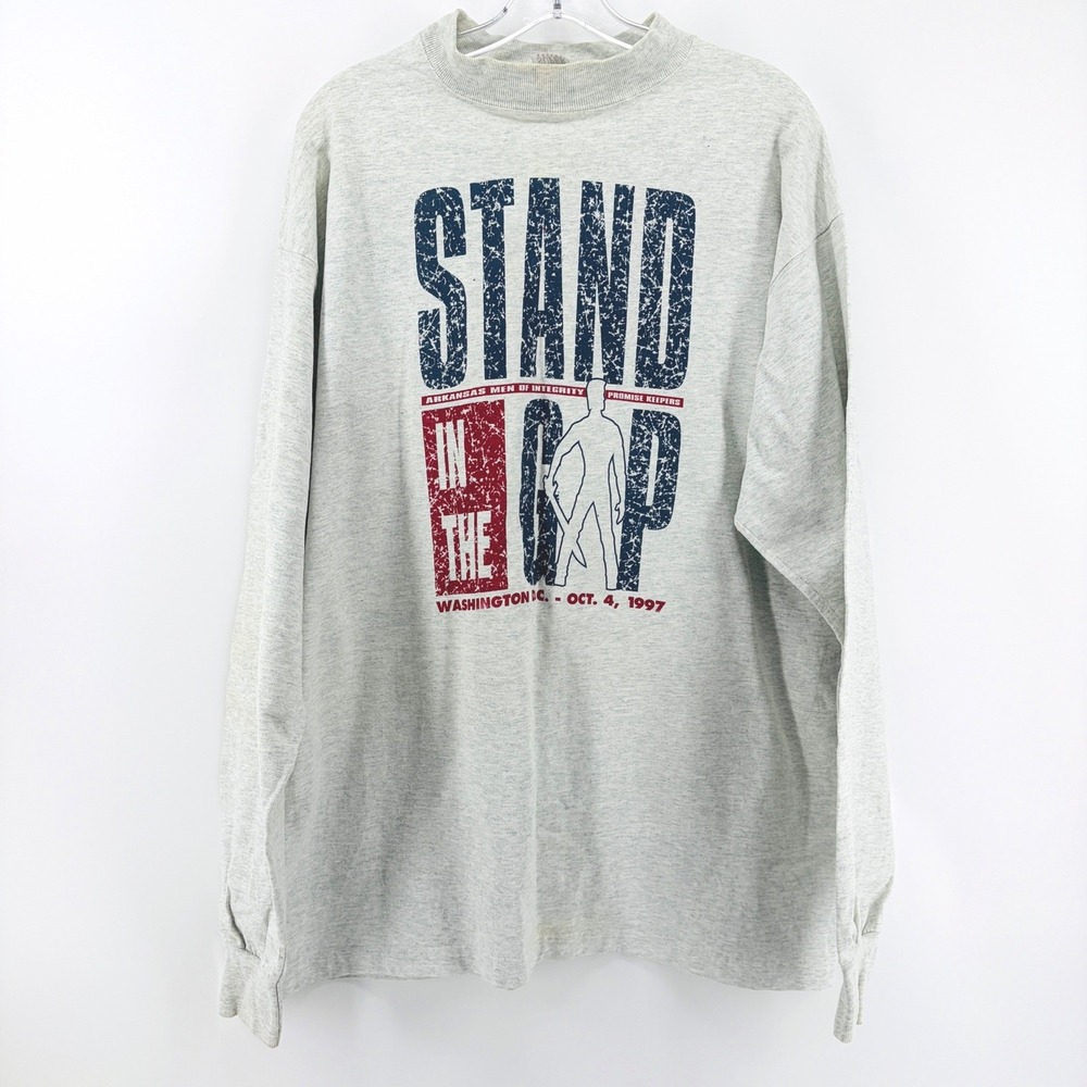 Vintage 1997 Stand In The Gap Washington DC Long Sleeve Tee Mens XL Gray FOTL